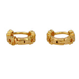 Gold - Plated Floral Hoop Earrings - K Supreme