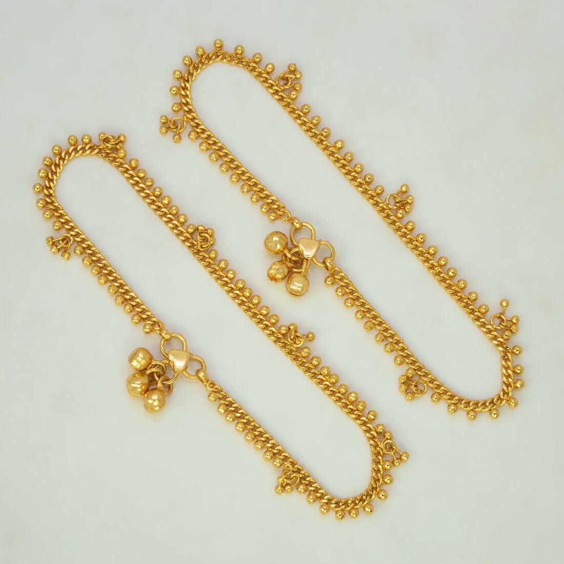 Gold - Plated Ghungroo Charms Beaded Anklets - K Supreme