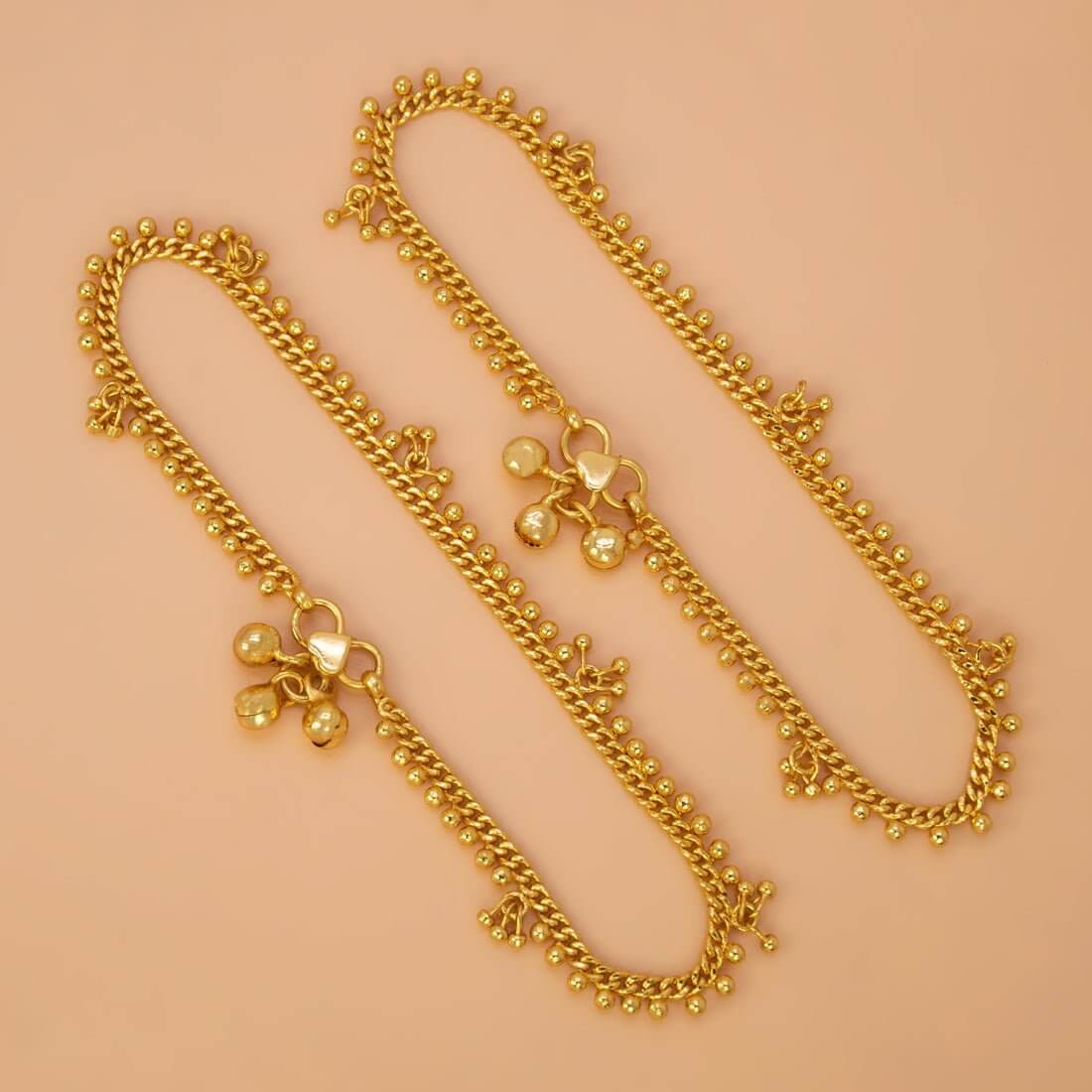 Gold - Plated Ghungroo Charms Beaded Anklets - K Supreme