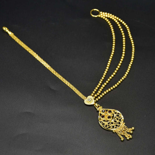 सोना मढ़वाया आधा माथा पट्टी मांग टीका बाल आभूषण 