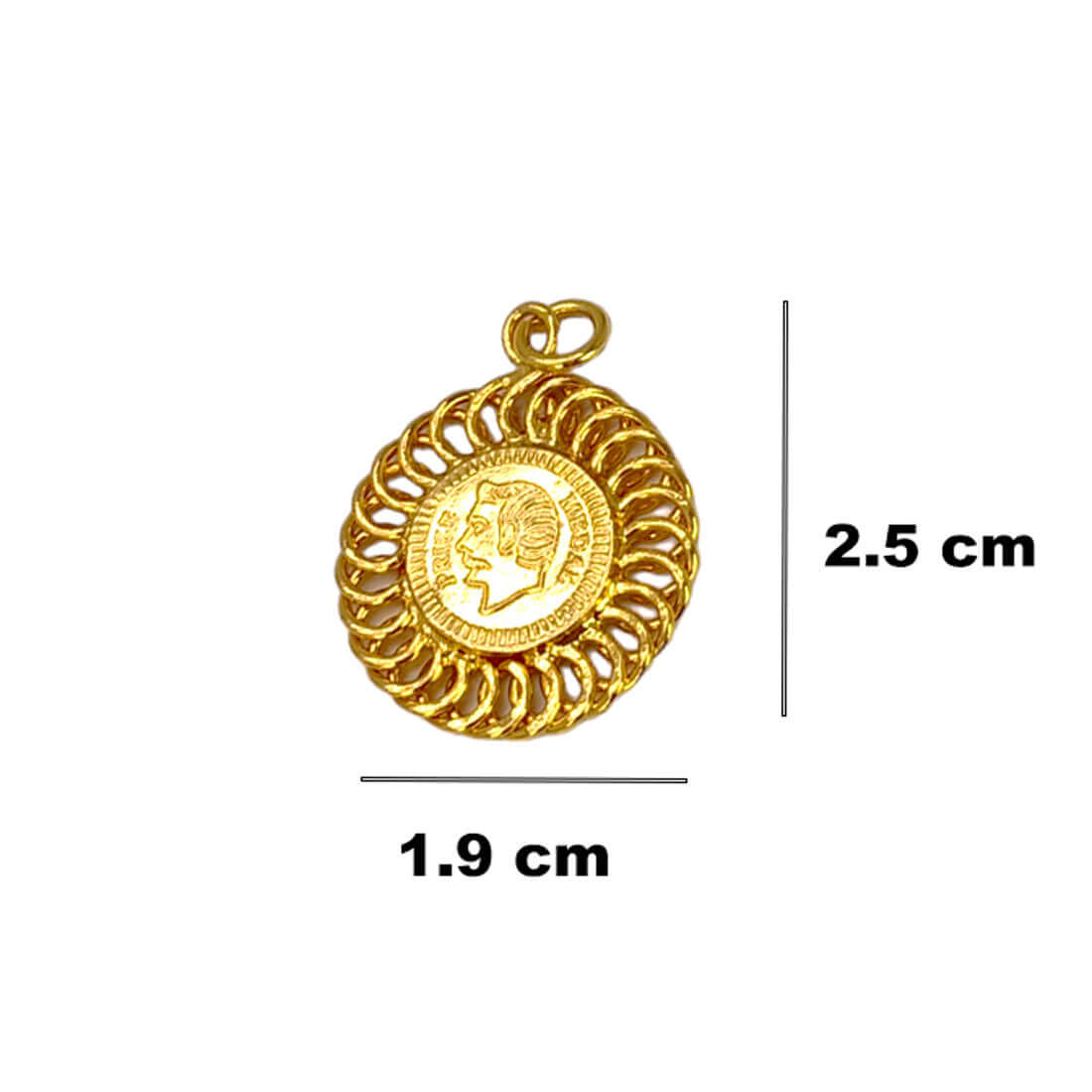 Gold Plated Head Engraved Sun Pendant - K Supreme