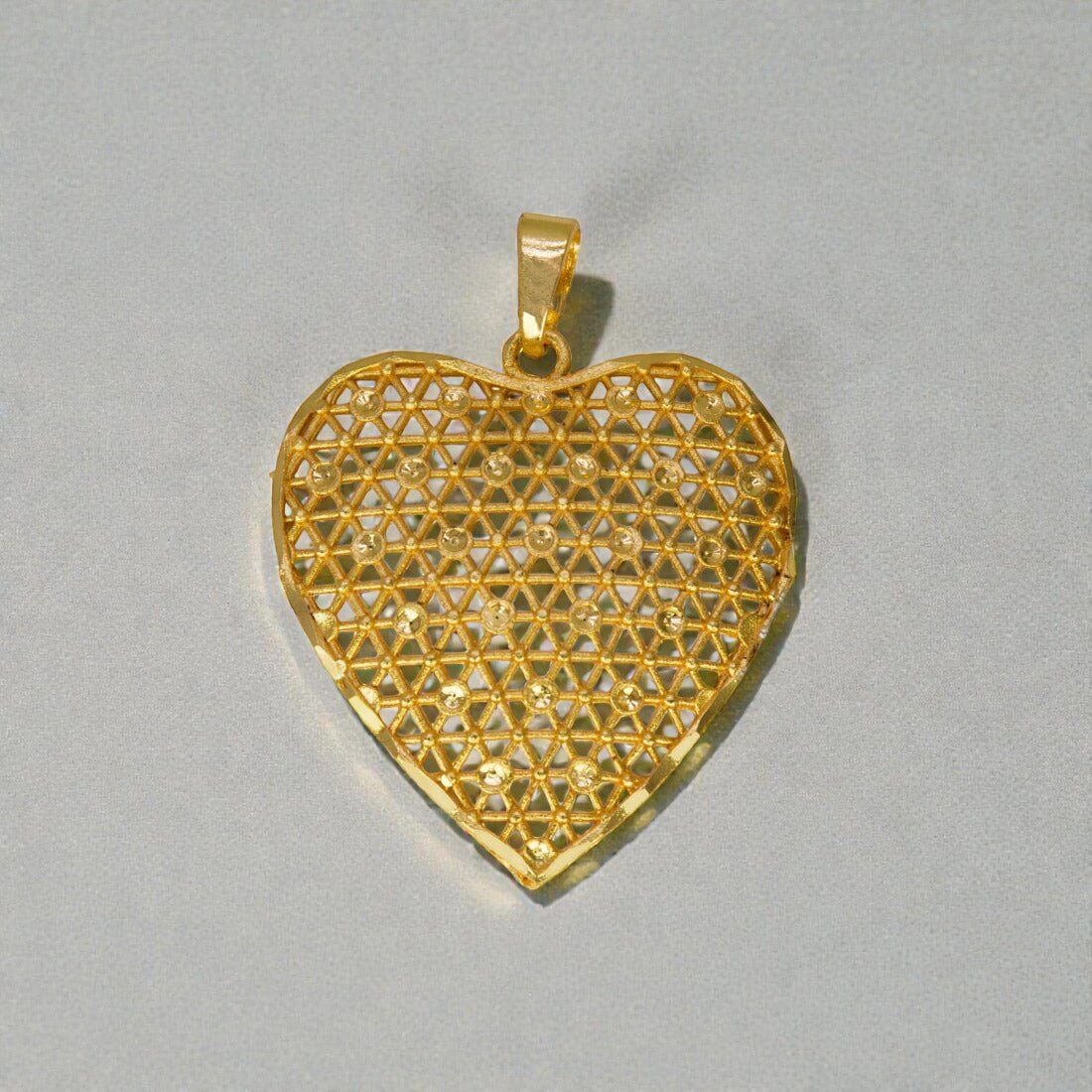 Gold Plated Intricate Design Net Heart Pendant - K Supreme