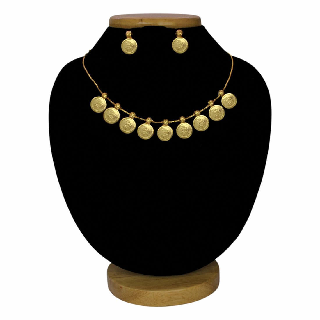 Gold Plated Lakshmi Coin Kasumala Cash Necklace Set - KSupreme