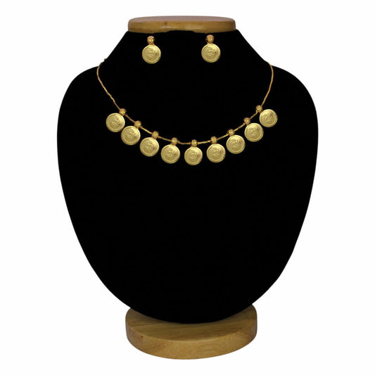 Gold Plated Lakshmi Coin Kasumala Cash Necklace Set - KSupreme