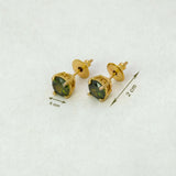 Gold Plated Olive Green Stone Stud Earrings - K Supreme