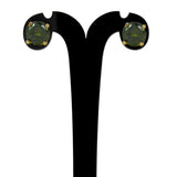 Gold Plated Olive Green Stone Stud Earrings - K Supreme