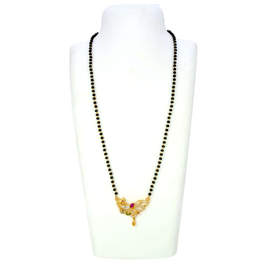 Gold Plated Peacock Stone Pendant Mangalsutra Chain