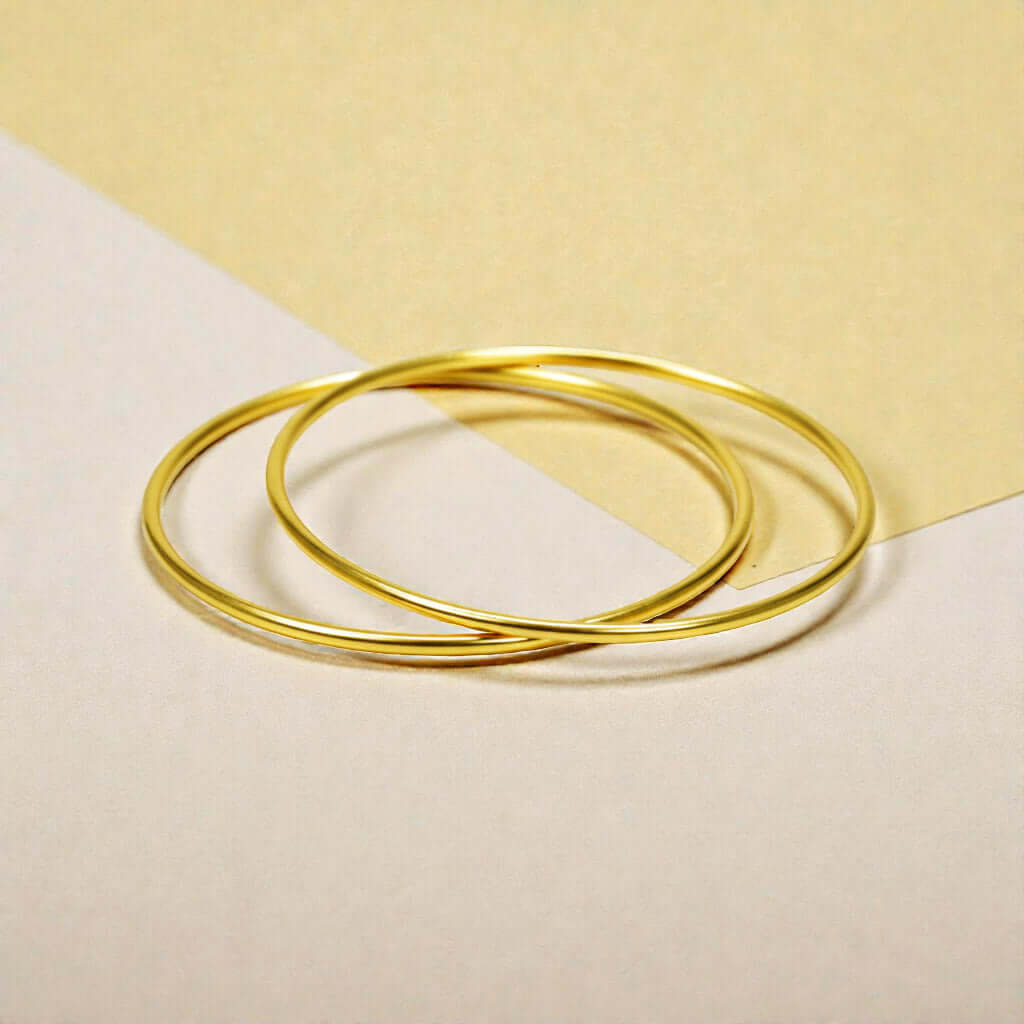 Gold Plated Simple Thin Daily Wear Plain Bangles - K Supreme