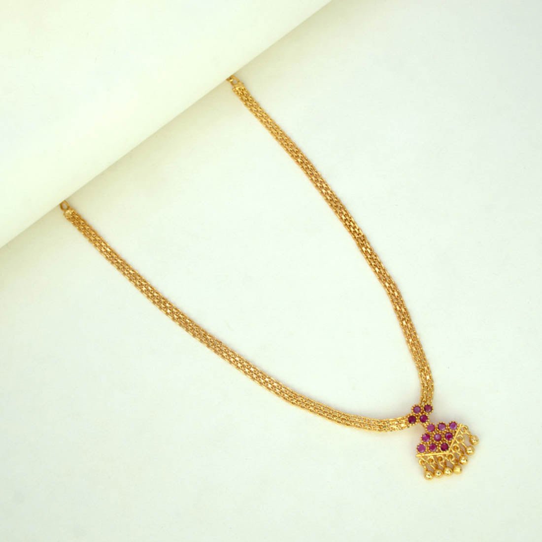 Gold Plated Small Adial Stone Pendant Necklace - K Supreme