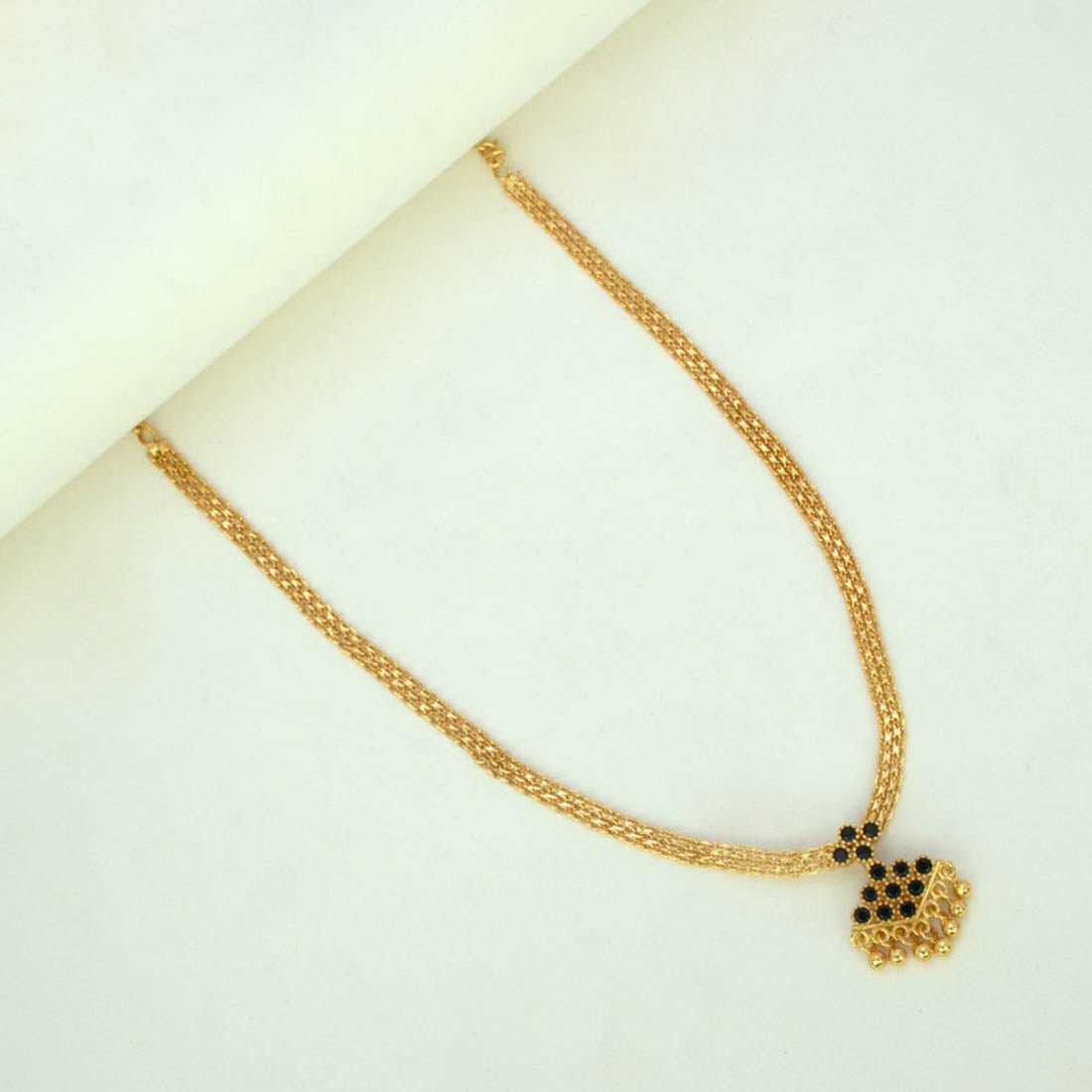 Gold Plated Small Adial Stone Pendant Necklace - K Supreme