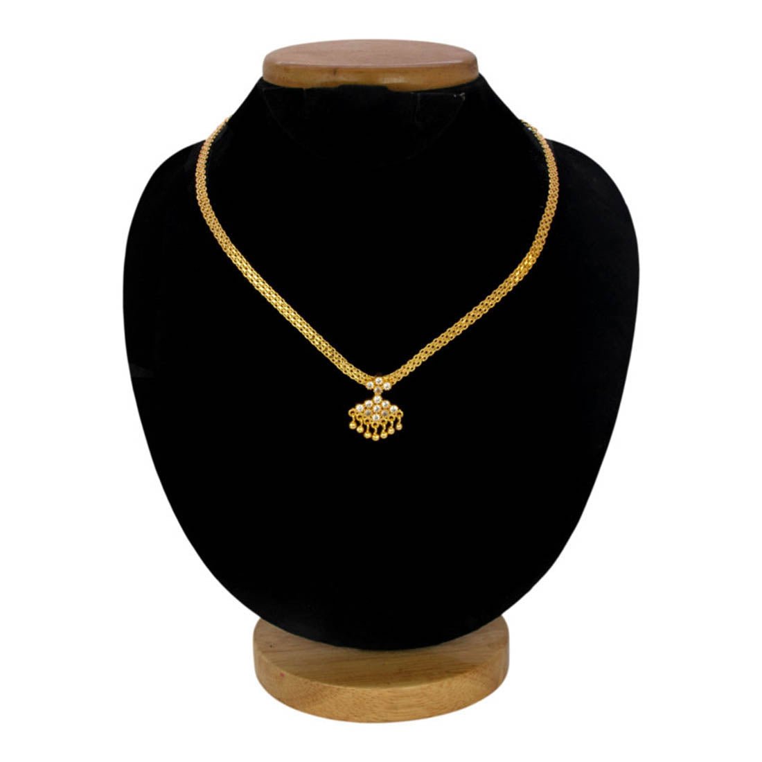 Gold Plated Small Adial Stone Pendant Necklace - K Supreme