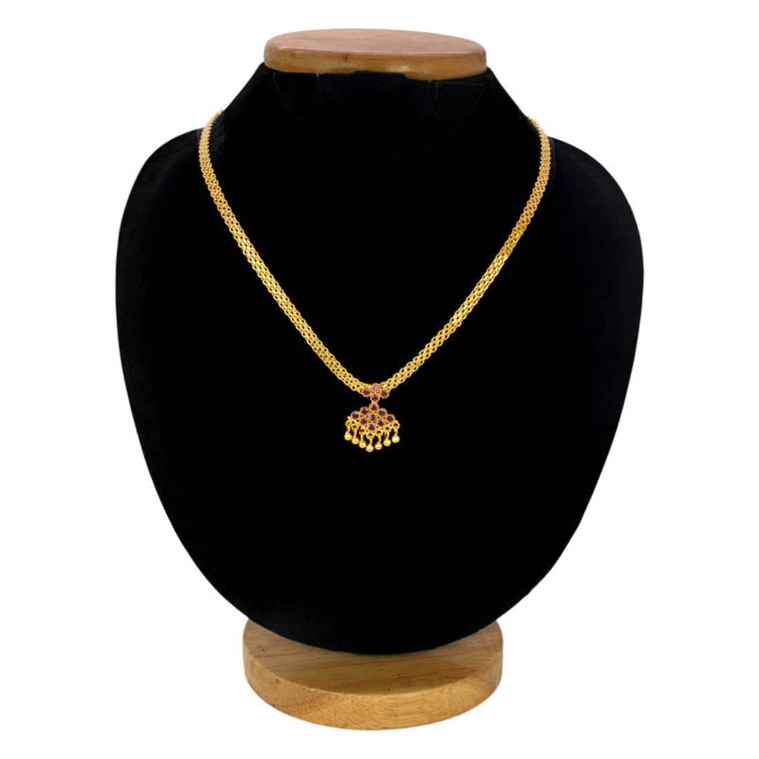 Gold Plated Small Adial Stone Pendant Necklace - K Supreme