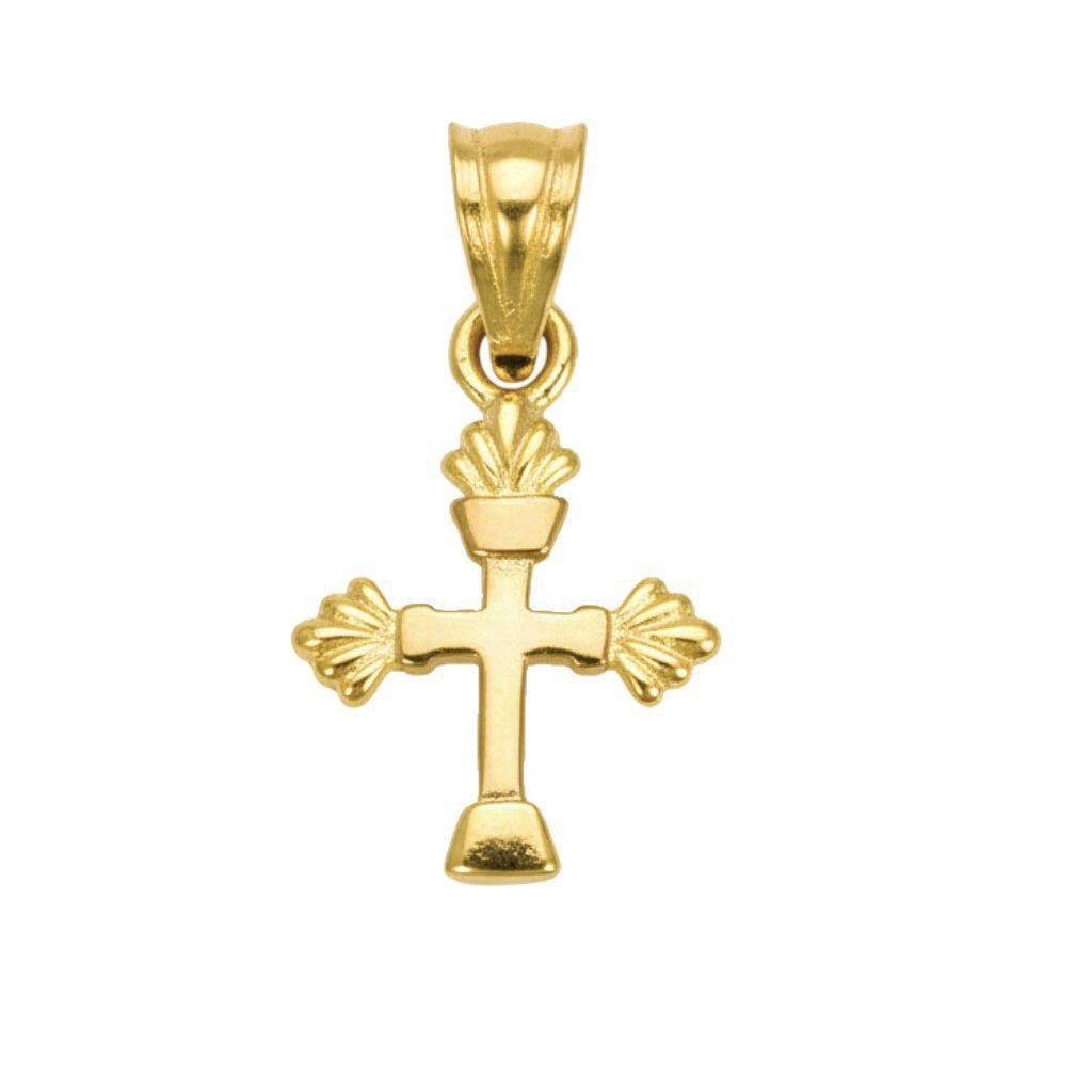 Gold - Plated Small Ornate Christian Cross Pendant - K Supreme