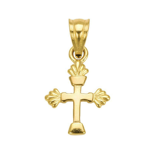 Gold - Plated Small Ornate Christian Cross Pendant - K Supreme