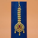 Gold Plated Sparkling Ruby Emerald CZ Maang Tikka - K Supreme