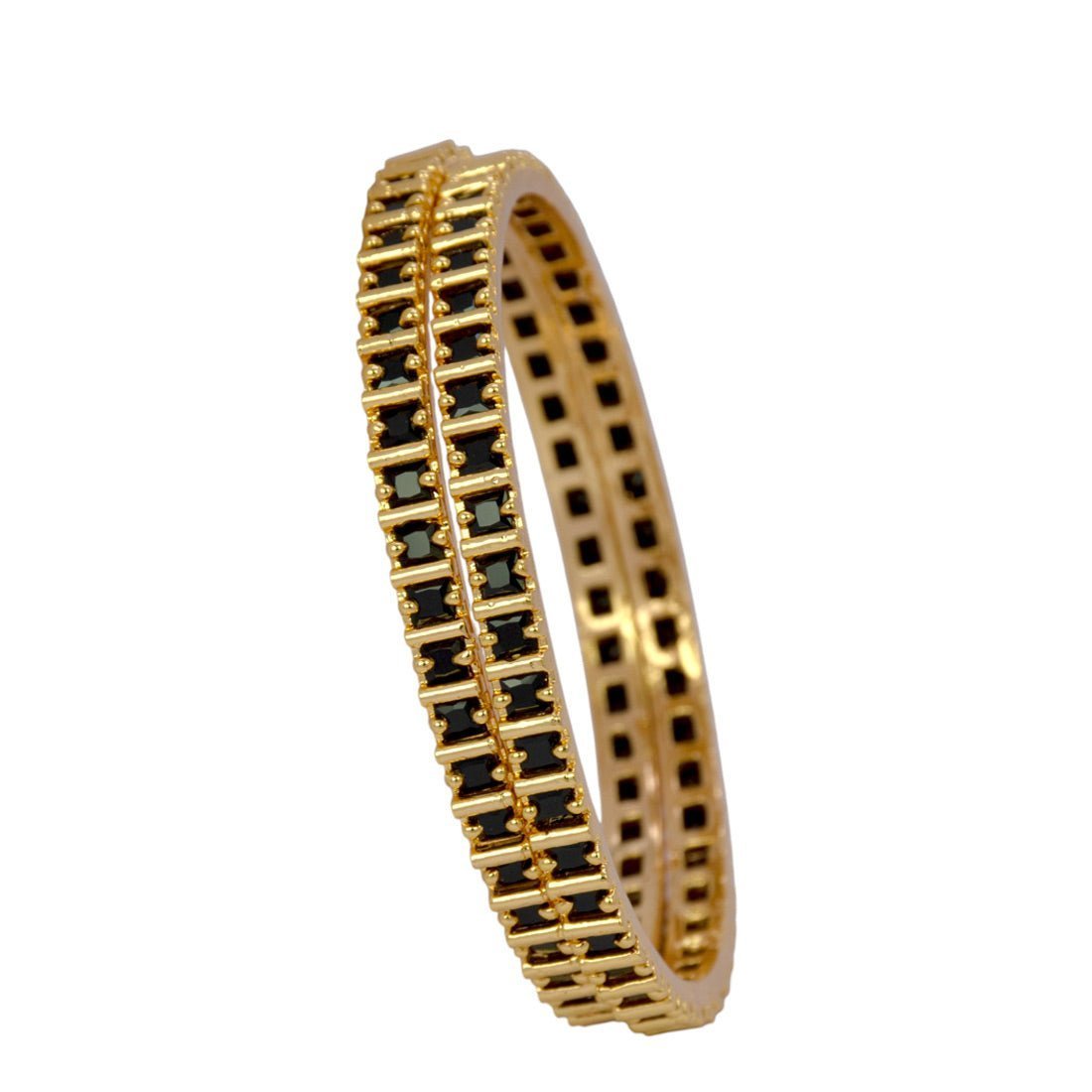 Gold Plated Square Semi Precious Stone Bangles - KSupreme