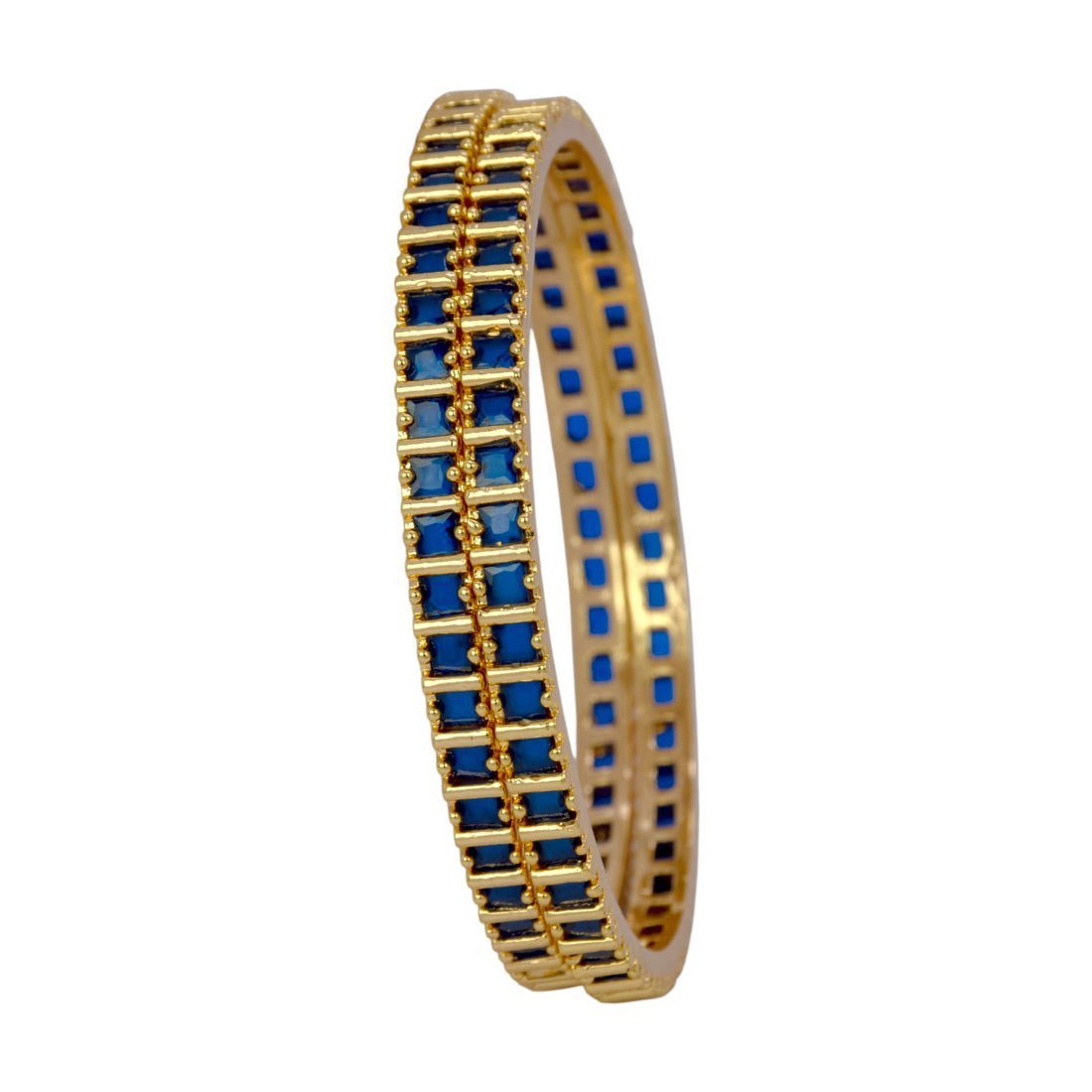Gold Plated Square Semi Precious Stone Bangles - KSupreme