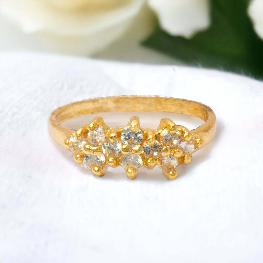 Gold Plated Stunning CZ Stone Ladies Finger Ring - K Supreme