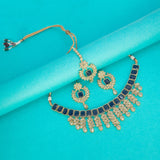 Gold Plated Stylish Square Cut Stone Necklace Set - K Supreme