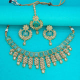 Gold Plated Stylish Square Cut Stone Necklace Set - K Supreme