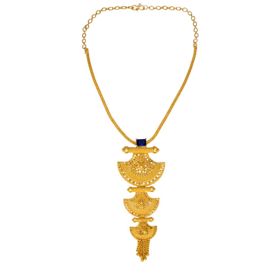 Gold Plated Three - Step Classic Design Pendant Chain Necklace - KSupreme
