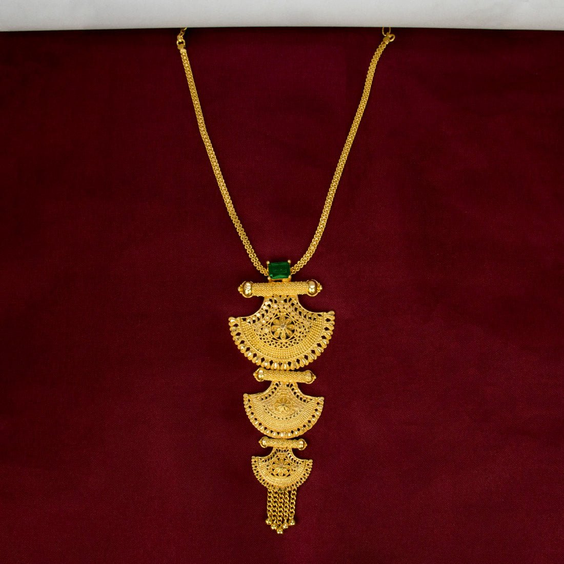 Gold Plated Three - Step Classic Design Pendant Chain Necklace - KSupreme