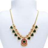 Gold Plated Traditional Palakka Necklace - 4 Stone - K Supreme
