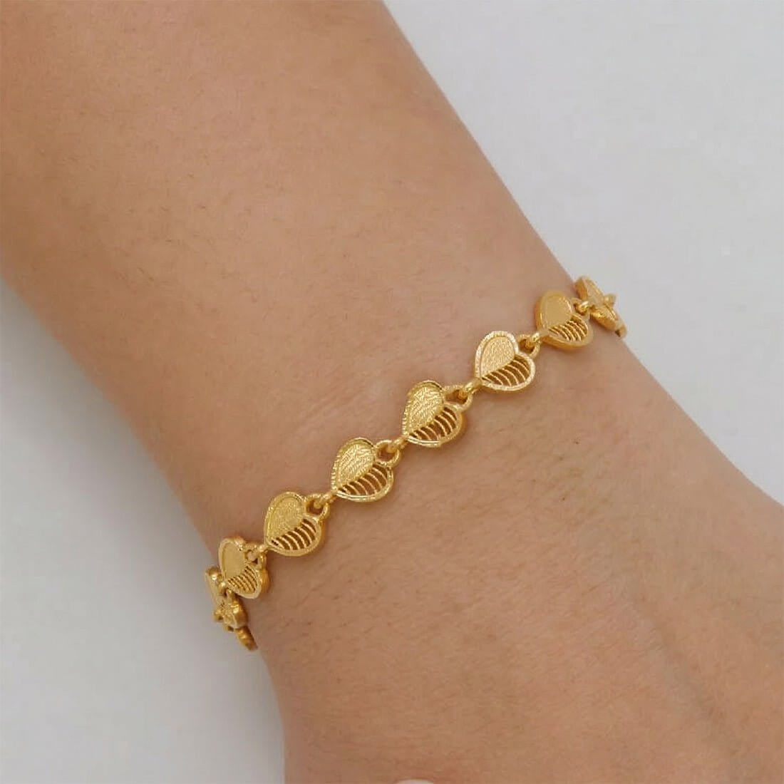 Gold - Plated Triple Box Chain Heart Bracelet - K Supreme