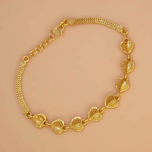 Gold - Plated Triple Box Chain Heart Bracelet - K Supreme