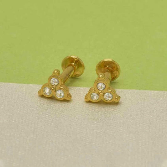 Gold Plated Triple Stone Nose Stud/Second Studs - K Supreme