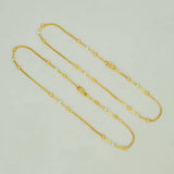 Gold Plated Triple Two - Tone Beads Box Chain Anklets - K Supreme