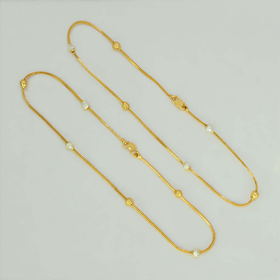 Gold Plated Two - Tone Beads TV Chain Anklets - K Supreme