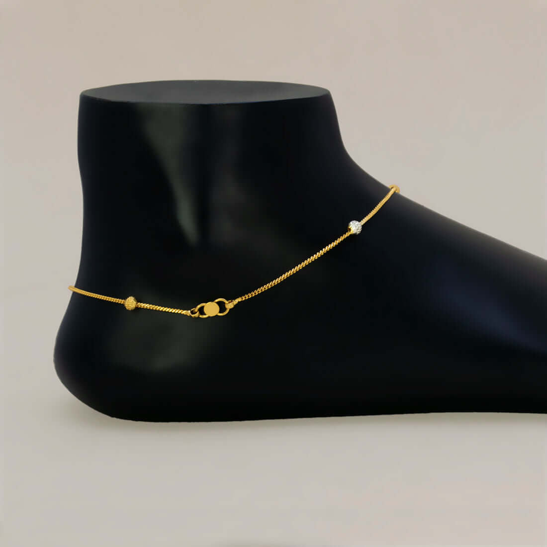 Gold Plated Two - Tone Beads TV Chain Anklets - K Supreme