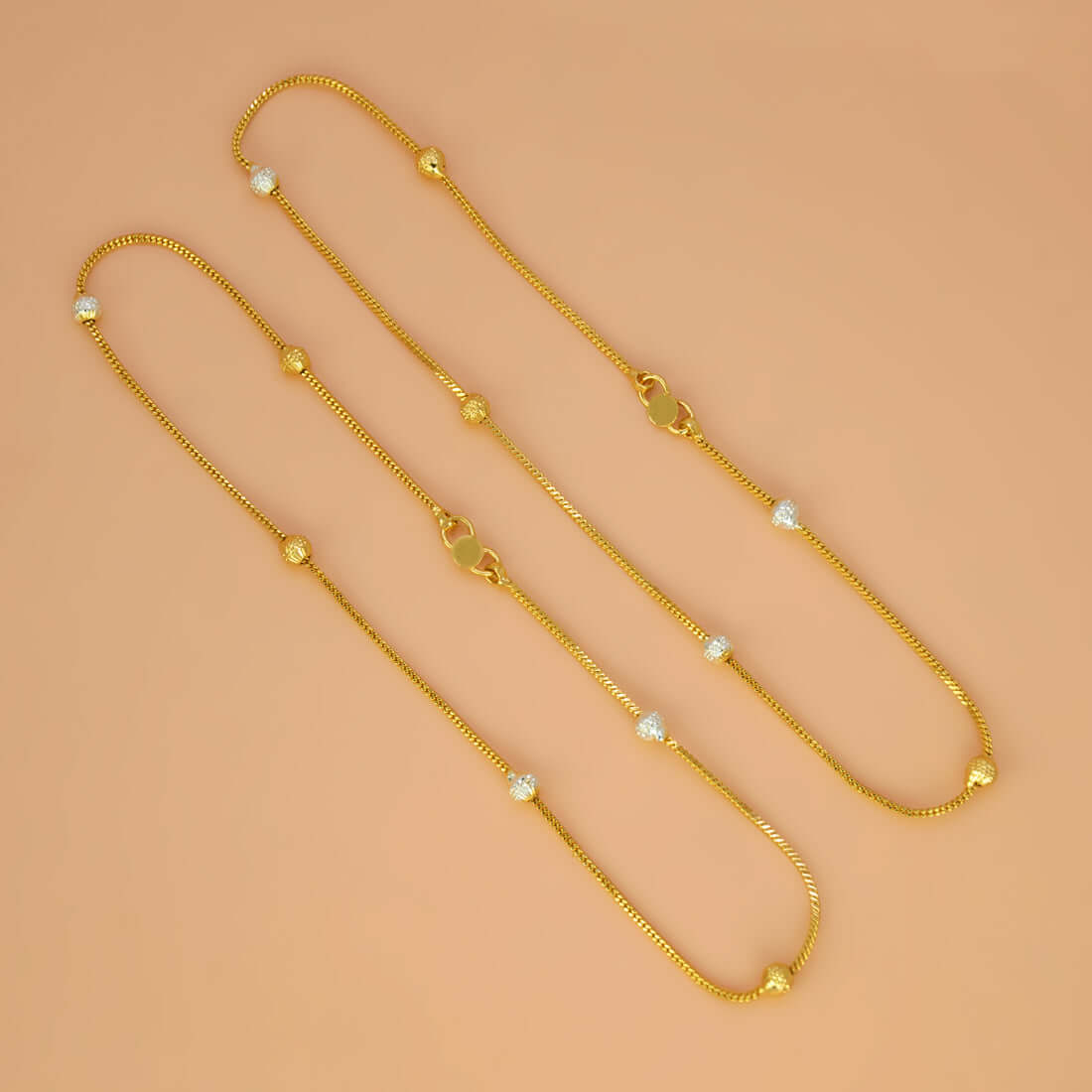 Gold Plated Two - Tone Beads TV Chain Anklets - K Supreme