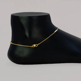 Gold Plated Two - Tone Pipe Design Box Chain Anklets - K Supreme