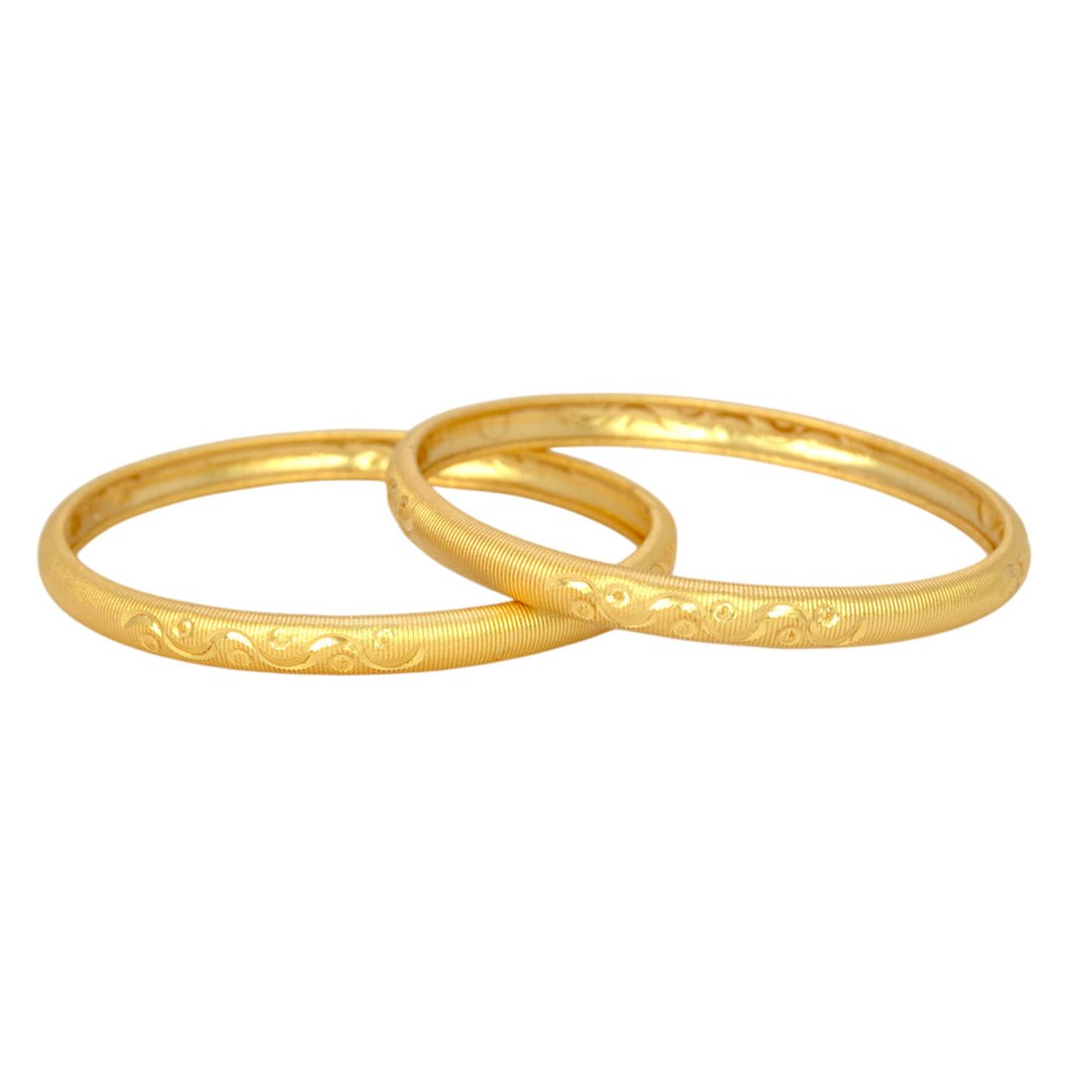 Gold Plated Wave Design Light - Weight Pipe Bangles - KSupreme