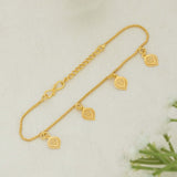 Gold Plated Box Chain Leaf Charm Bracelet
