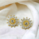Gorgeous Gold Plated Semi-Precious Stones Floral Ear Studs