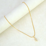 Graceful Gold Plated Leaf Design Stone Pendant - K Supreme