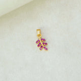 Graceful Gold Plated Leaf Design Stone Pendant - K Supreme