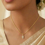Graceful Gold Plated Leaf Design Stone Pendant - K Supreme