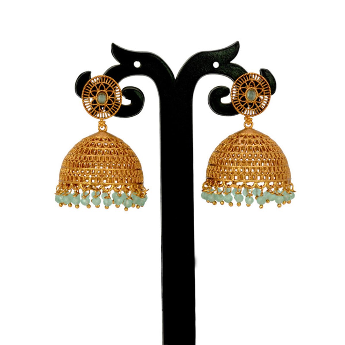 Grand Antique Matte Big Filigree Jhumka Earrings - KSupreme