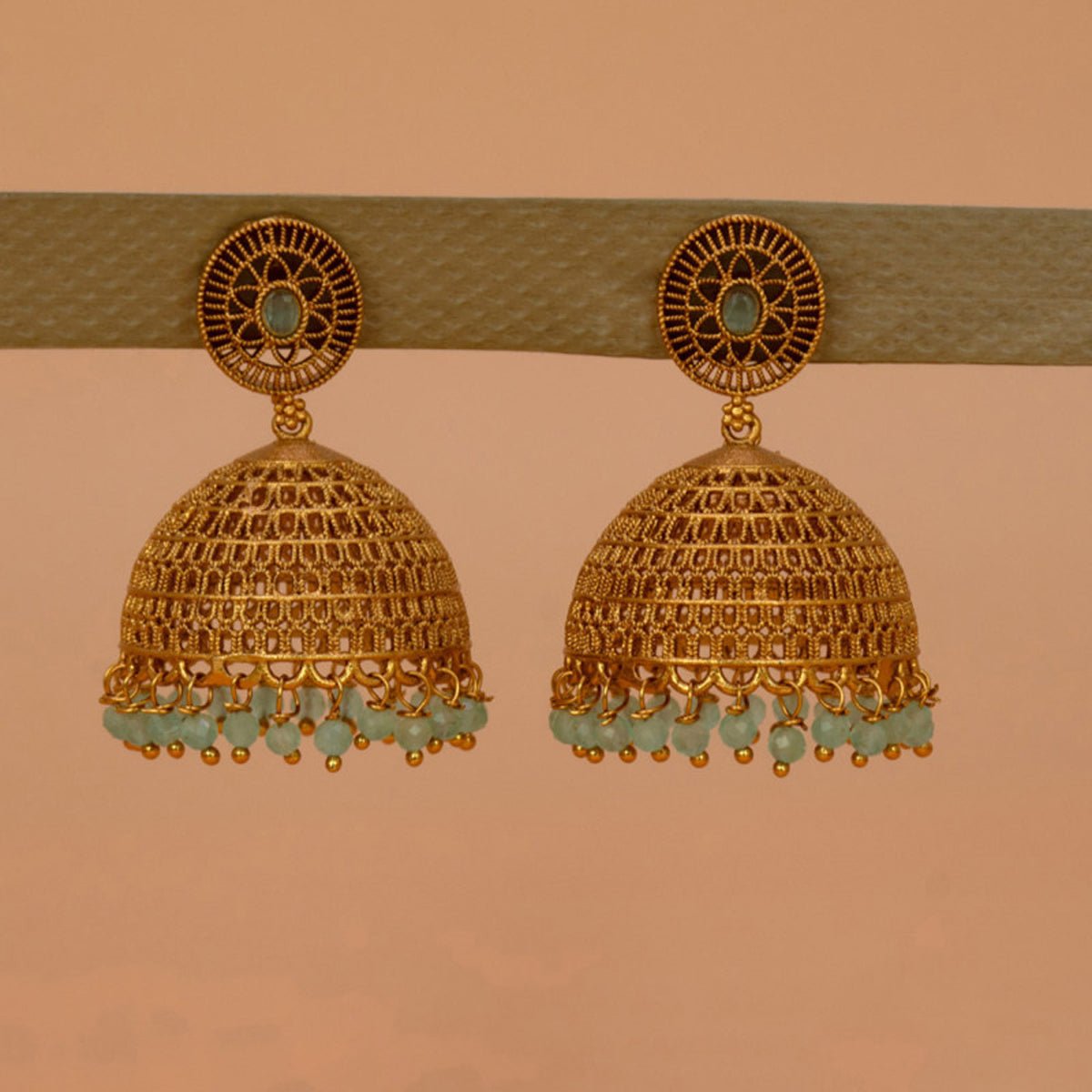 Grand Antique Matte Big Filigree Jhumka Earrings - KSupreme