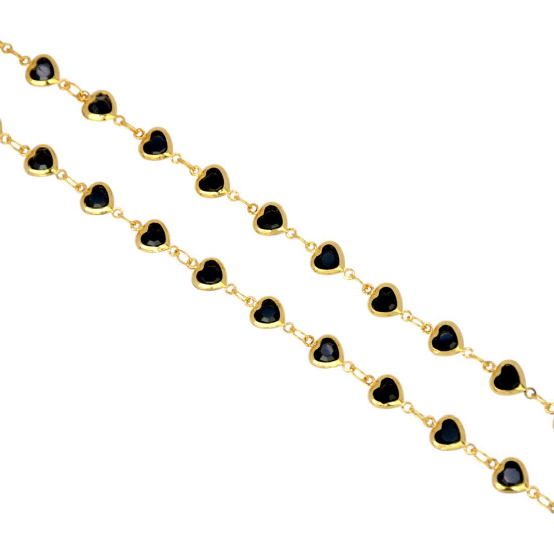 Heart Design Gold Plated Black Stone Anklets - KSupreme