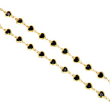 Heart Design Gold Plated Black Stone Anklets - KSupreme