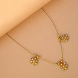 Invisible Chain Triple Small Floral Pendant Necklace - K Supreme