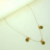 Invisible Chain Triple Small Floral Pendant Necklace - K Supreme