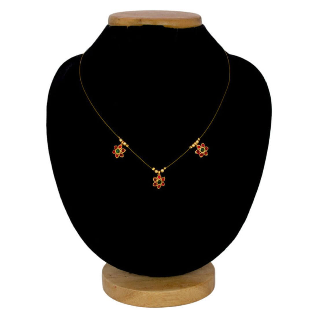 Invisible Chain Triple Small Floral Pendant Necklace - K Supreme