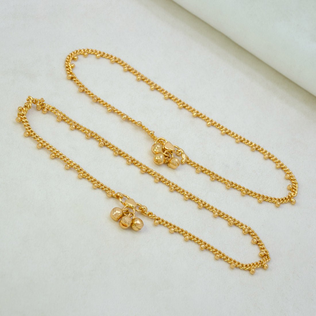 Jingling Gold Plated Ghungroo Charms Bead Anklets - K Supreme