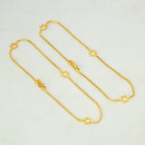 Delicate Gold Plated Star Box Chain Anklets featuring a fine box-chain design with star charms.